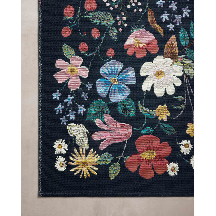 Rifle Paper Co. x Loloi Perennial Black Indoor / Outdoor Area Rug